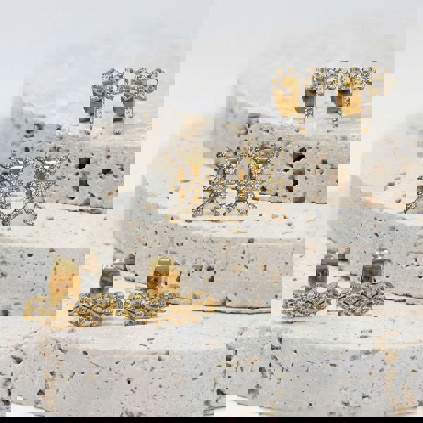 Say It With Aquarius Earrings with CZ Stones - Yellow Gold Plated