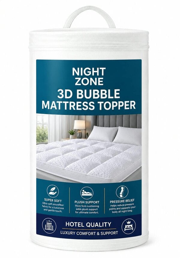 Night Zone 5cm Microfibre 3D Bubble Mattress Topper – Hotel Quality Comfort
