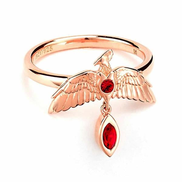Harry Potter sterling silver Fawkes Rose Gold Plated Ring size M