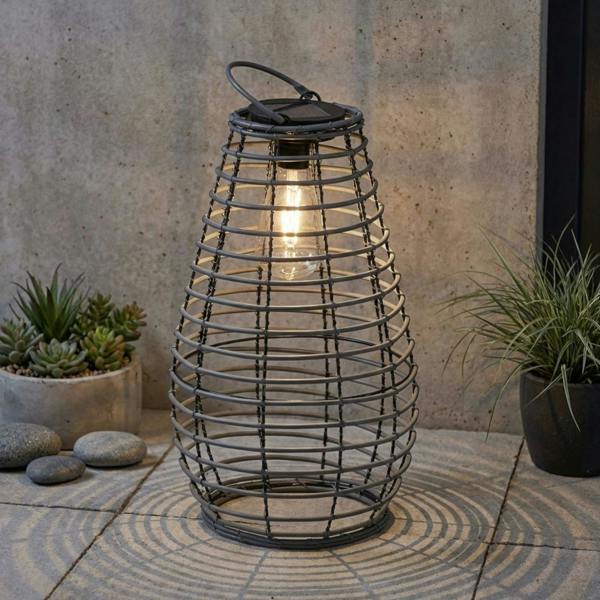 Garden Greatness Slate Venus Bulb Solar Lantern