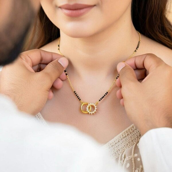 The Colourful Aura Delicate Twin Ring Dokiya Mangalsutra Necklace– Modern Symbolism