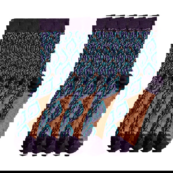 Anyfootwear 5 Pairs Size 5-9 Blue Brown Abstract Long Socks Retor Luxury Autumn Winter Peacock Feather Pattern Style With Soken Chaussette Femme