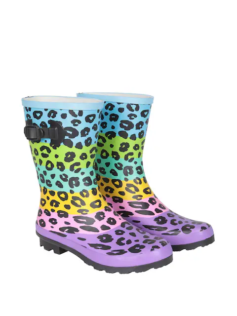 Mountain Warehouse Womens Leopard Print Wellington Boots - Bright Blue