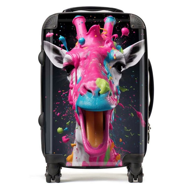 Warren Reed Splashart Giraffe Face Pink Suitcase