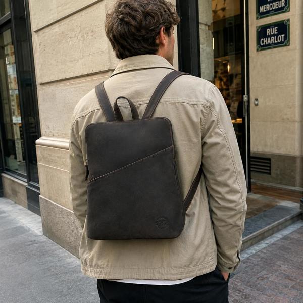 Leather Company Real Leather Backpack with Multiple Pockets: BRUSSELS