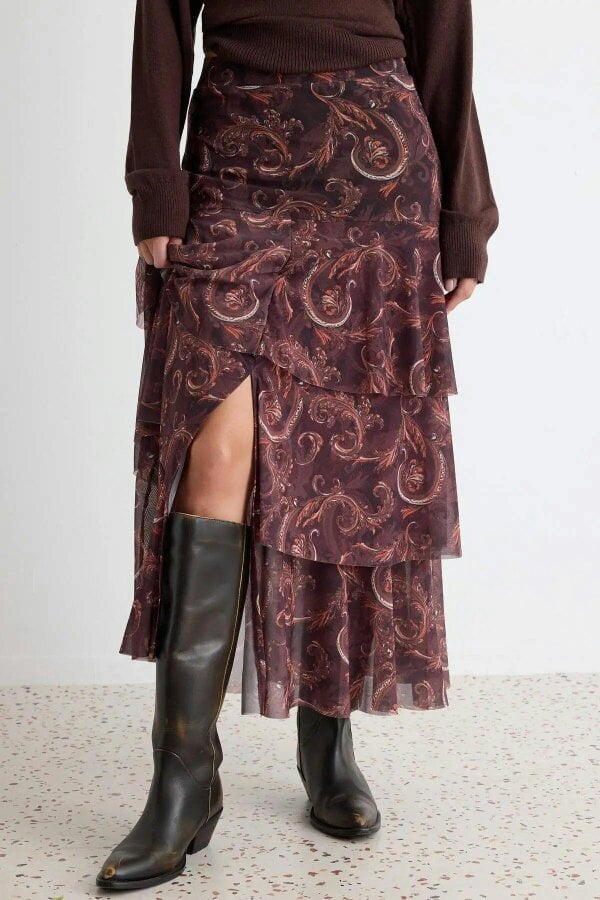 WOVCOR A-Line Maxi Tulle Skirt