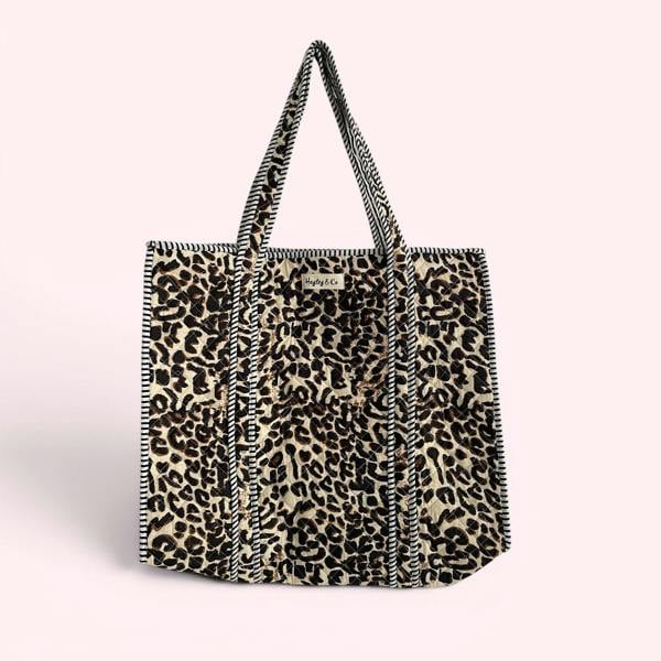 Hayley & Co Leopard Print Quilted Cotton Tote Bag