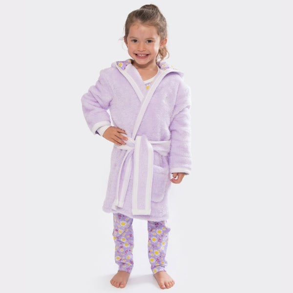 Luca and Rosa Dizzy Daisy Print Girls Lilac Dressing Gown