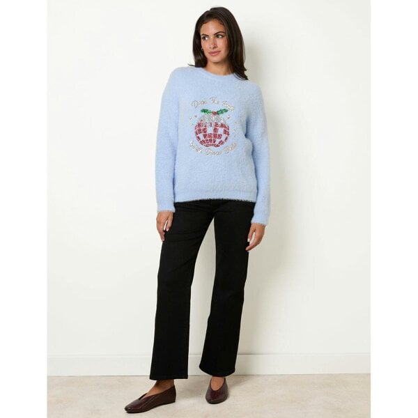 Blue Vanilla Festive Deck The Halls Sequin Jumper