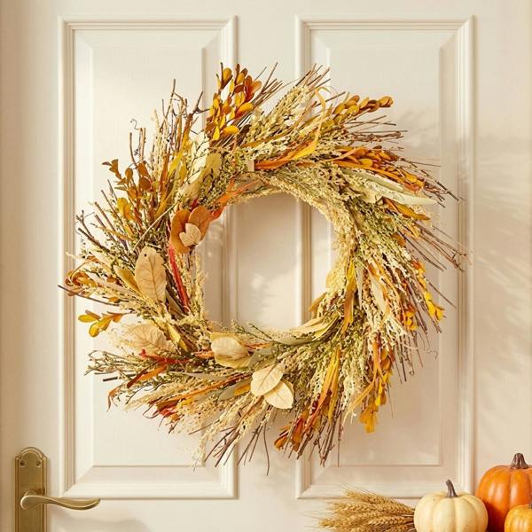 Garden Greatness Dried Autumn Mixed Leaf Door Wreath