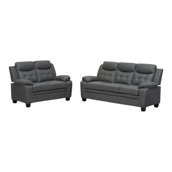 SQUAREBOXX Aura Leather 3+2 Seater Sofa in Grey