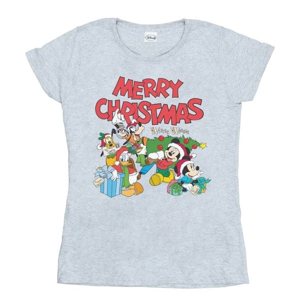 Disney Womens/Ladies Mickey And Friends Winter Wishes Cotton T-Shirt - Sports Grey
