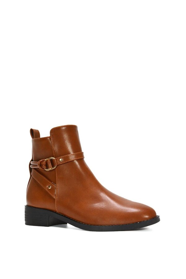 XY LONDON Ankle Boots Buckle Strap Low Heel Chelsea