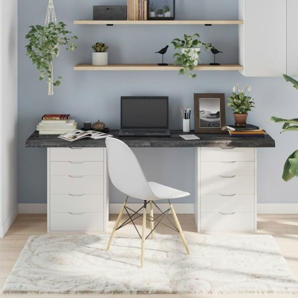 Berkfield Table Top Dark Grey 180x60x6 cm Treated Solid Wood Oak