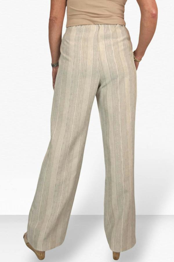 Paulo Due Women's Striped Elasticated Waist Wide Leg Trousers