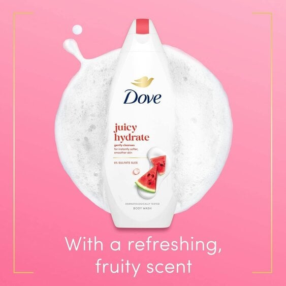 Dove Juicy Hydrate Body Wash, 0% Sulfates & SLES Gentel Cleansing, 225ml 6 Pack