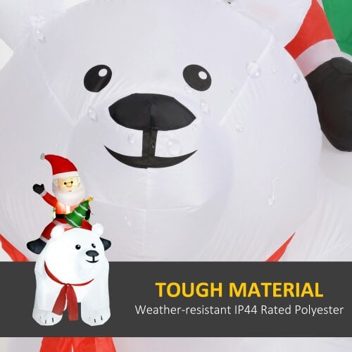 Outsunny 6.6FT Christmas Inflatable Santa Claus w/ Polar Bear for Graden