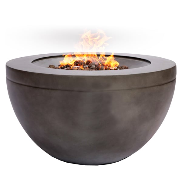 MDA Designs TABITI Dark Grey Gas Fire Pit for Garden & Patio - Luxurious Eco-Stone Finish Outdoor Heater Fire Pit