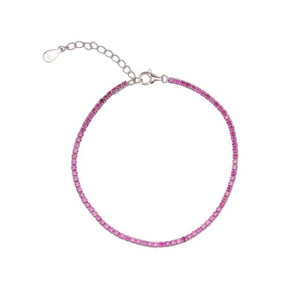 Spero London Fine Sterling Silver CZ Ruby Tennis Bracelet