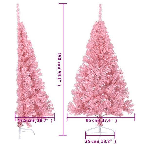 Berkfield Artificial Half Christmas Tree with Stand Pink 150 cm PVC