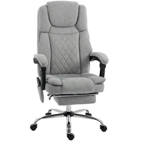Office Chair with 6-Point Vibration Massage and Heat, Executive Computer Desk Chair with High Back, Reclining, Grey