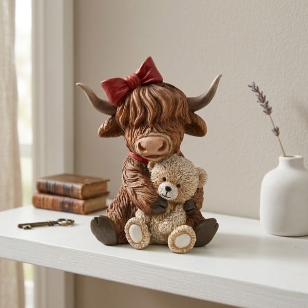 Garden Greatness Highland Cow and Teddy Bear Figurine