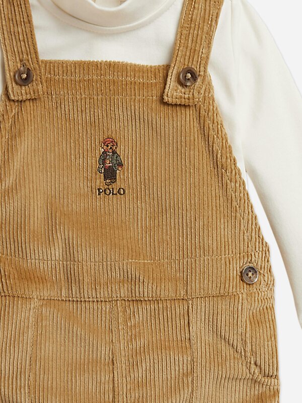 Ralph Lauren Kids Ralph Lauren Baby Boys Polo Bear Dungaree Set in Brown