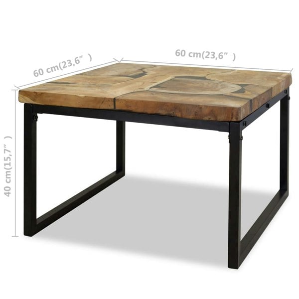 Berkfield Coffee Table Teak Resin 60x60x40 cm Black and Brown