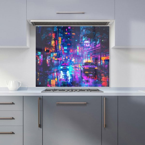 Warren Reed Abstract Tokyo Streets Glass Kitchen Splashback - 00026