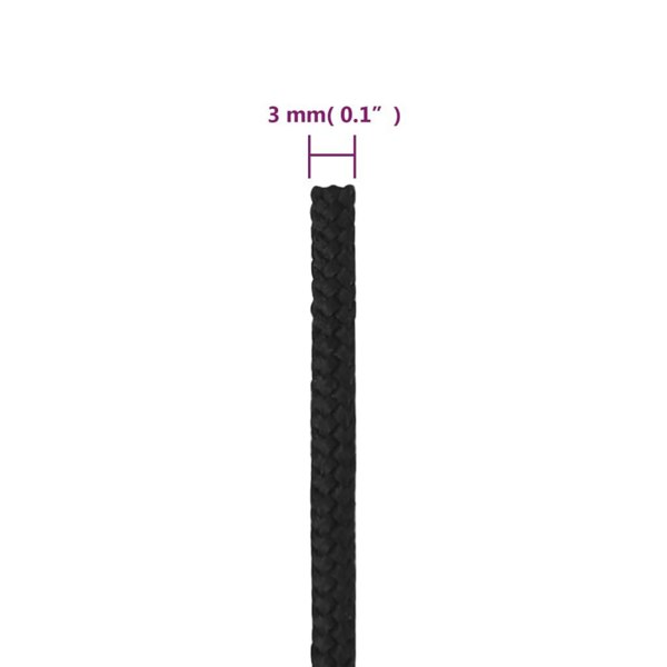 Berkfield Boat Rope Full Black 3 mm 50 m Polypropylene