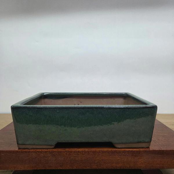 Yorkshire Bonsai 25cm Glazed Bonsai Pot | Rectangle | 25cm x 18cm x 9cm | Dark Green
