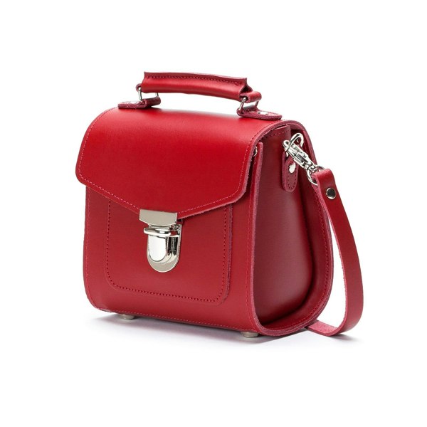 Zatchels Handmade Leather Sugarcube Handbag - Red