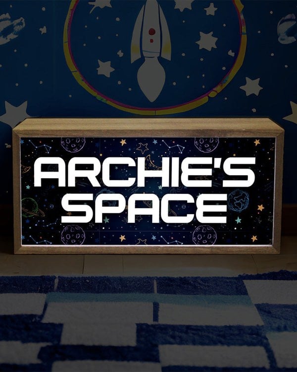 Personalised Light Box - Space Theme Night Light for Kids’ Rooms