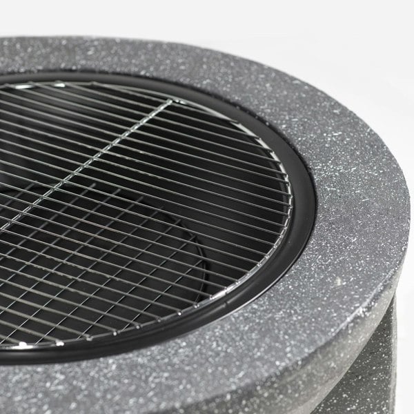 75cm Dark Grey Round Fire Pit Wood Burner & BBQ Grill Party Dining Garden Heater - LoopsDirect