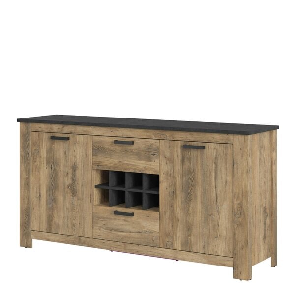 Wyld Haus Juniper 2 Door 2 Drawer Chestnut and Matera Grey Sideboard with Wine Rack