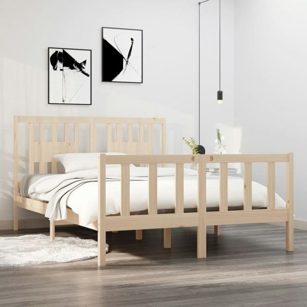 Berkfield Bed Frame Solid Wood 135x190 cm Double
