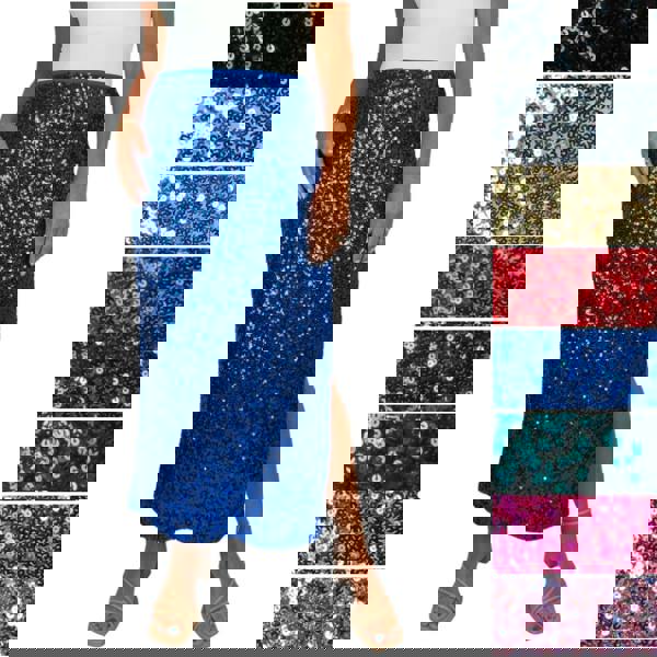 Paulo Due Women's Sequin Maxi Skirt with Side Slit