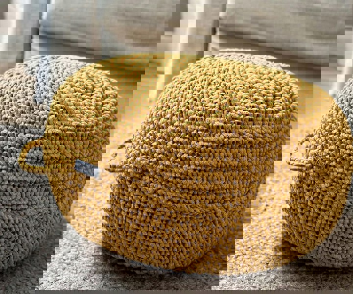 Zuri House Crochet ottoman | MUSTARD