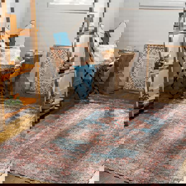 Livabliss Colin-Washable Brown Grey Blue Traditionnal Vintage Boho Rug