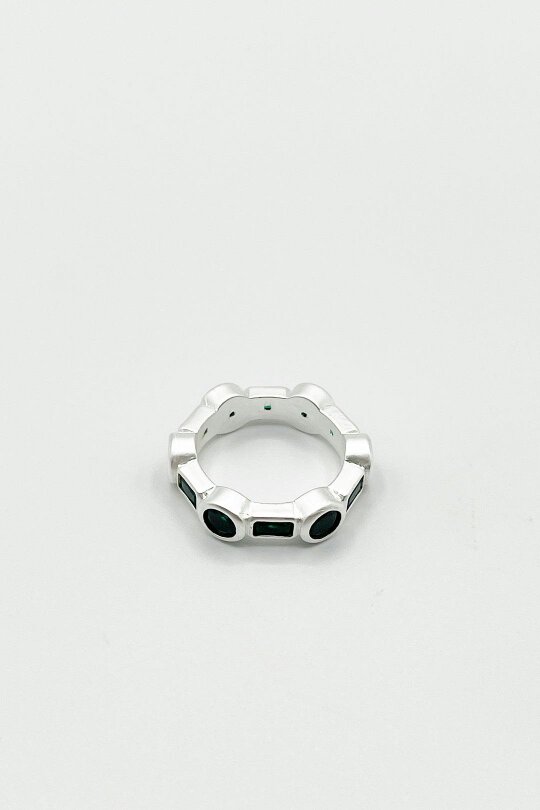 SVNX The 'Knox' Ring in Silver and Green