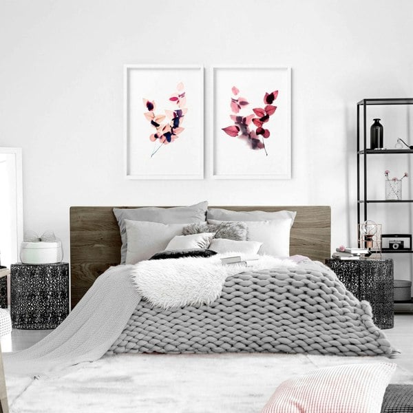 Framed bedroom pictures wall art | Set of 2 wall art prints