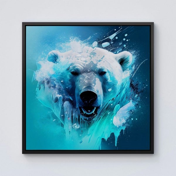 Warren Reed Polar Bear Face Splash Art Framed Canvas