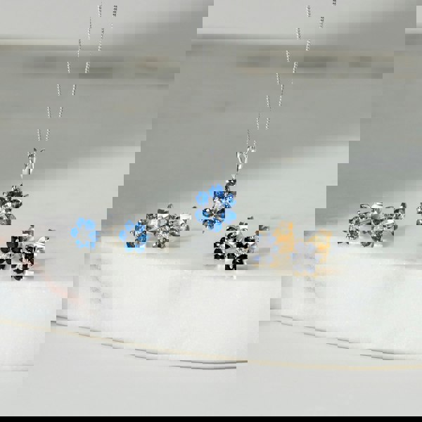 Gemondo Floral Round Sapphire & Diamond Cluster Stud Earrings in 9ct Yellow Gold