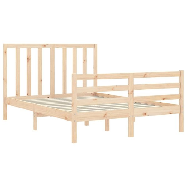 Berkfield Bed Frame with Headboard Double Solid Wood