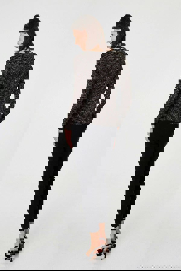 Black | Sparkly Textured Slim Fit Knit Top
