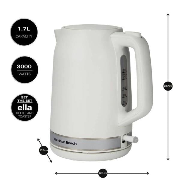 Hamilton Beach Ella 1.7L Kettle - Matte White