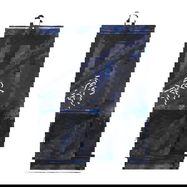 TYR Elite Team 40L mesh limited edition swim bag with blue black design and large front pocket