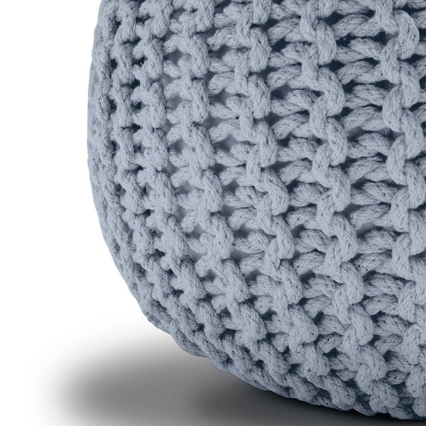 Snug City Knitted Pouffe Chunky Round Footstool Ottoman 100% Cotton
