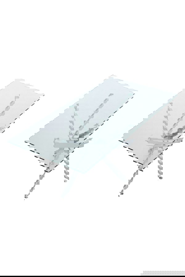 Living and Home 120 cm W x 60 cm D Rectangle Clear Tempered Glass Top Coffee Table with Chrome Legs