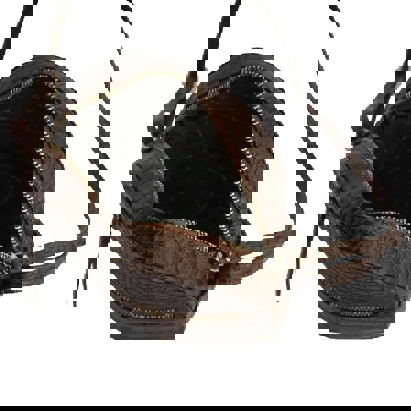 Assots London 'Jane' Tan Croc Leather Round Designer Crossbody Bag